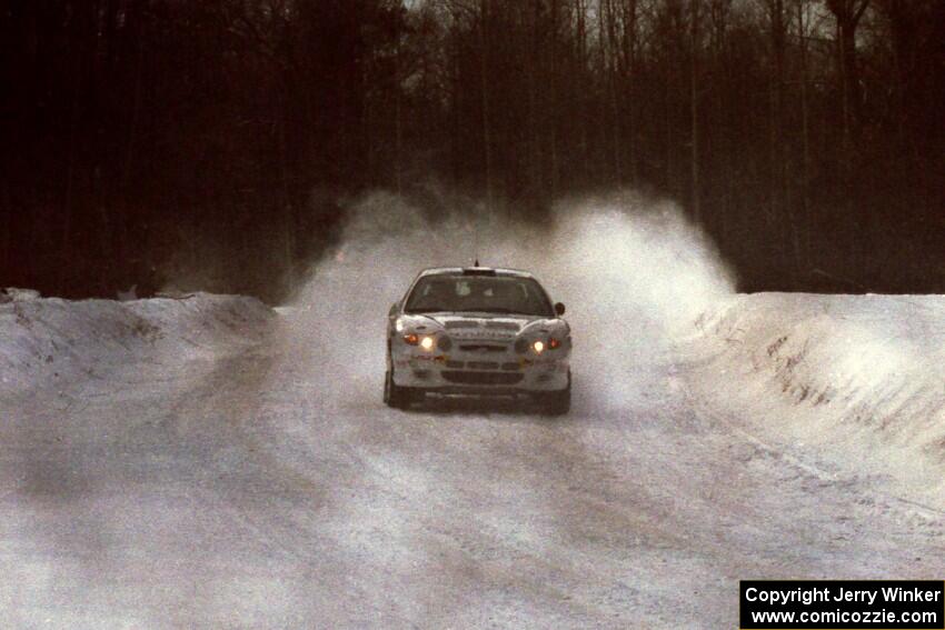 Paul Choiniere / Jeff Becker Hyundai Tiburon at speed on SS4, Avery Lake.