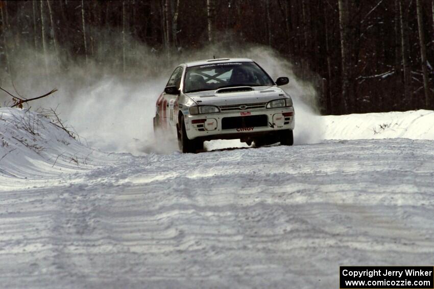 Henry Krolikowski / Cindy Krolikowski Subaru WRX STi at speed on SS4, Avery Lake.