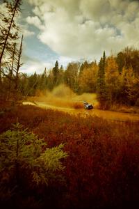 Karl Scheible / Brian Maxwell Subaru WRX STi at the midpoint water crossing on SS2, Herman.