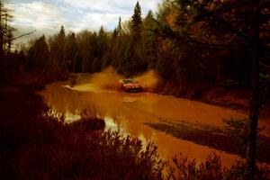 Charles Sherrill / Bryan O'Neal Honda CRX Si at the midpoint water crossing on SS2, Herman.