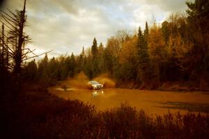 Greg Healey / John MacLeod Subaru Impreza at the midpoint water crossing on SS2, Herman.