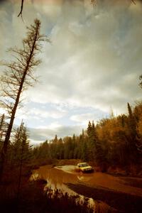 Mark Buskirk / Paul Fernandez VW GTI at the midpoint water crossing on SS2, Herman.