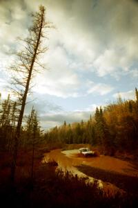 Doug Davenport / Lea Davenport VW GTI at the midpoint water crossing on SS2, Herman.