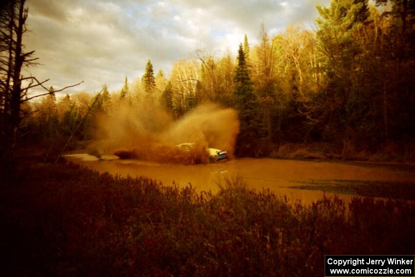 Mike Bodnar / D.J. Bodnar Eagle Talon at the midpoint water crossing on SS2, Herman.