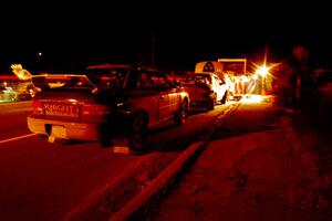 The three Knight Racing Subaru Impreza 2.5RSs at Kenton service.