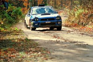 Mark Lovell / Steve Turvey Subaru WRX STi near the finish of SS13, Gratiot Lake I.