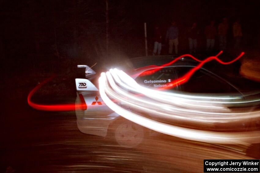 Mark Nelson / Alex Gelsomino Mitsubishi Lancer Evo VI at speed near the finish of SS6, Passmore II.