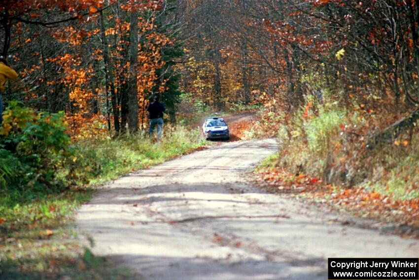 Mark Lovell / Steve Turvey Subaru WRX STi near the finish of SS13, Gratiot Lake I.