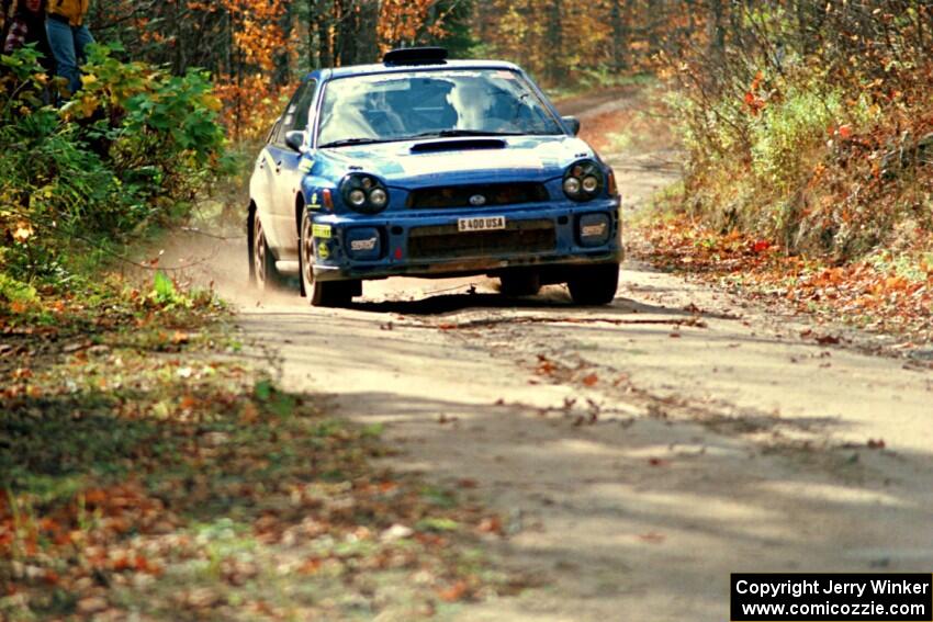 Mark Lovell / Steve Turvey Subaru WRX STi near the finish of SS13, Gratiot Lake I.