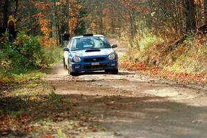 Karl Scheible / Brian Maxwell Subaru WRX STi near the finish of SS13, Gratiot Lake I.