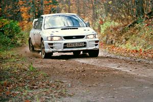 Pat Richard / Ben Bradley Subaru WRX STi near the finish of SS13, Gratiot Lake I.