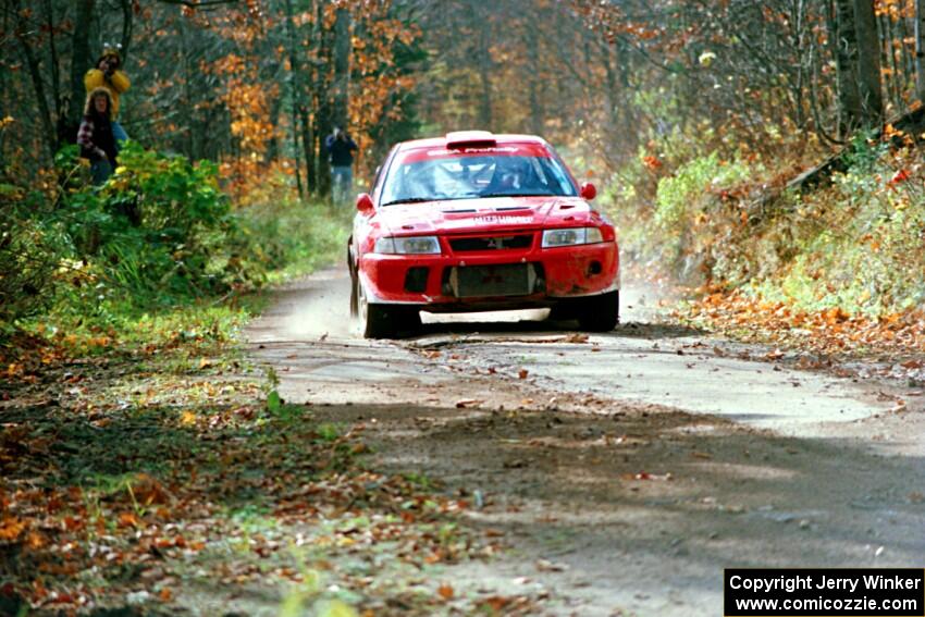 Rhys Millen / Lauchlin O'Sullivan Mitsubishi Lancer Evo 6.5 near the finish of SS13, Gratiot Lake I.