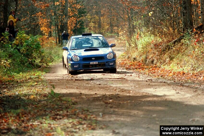 Karl Scheible / Brian Maxwell Subaru WRX STi near the finish of SS13, Gratiot Lake I.