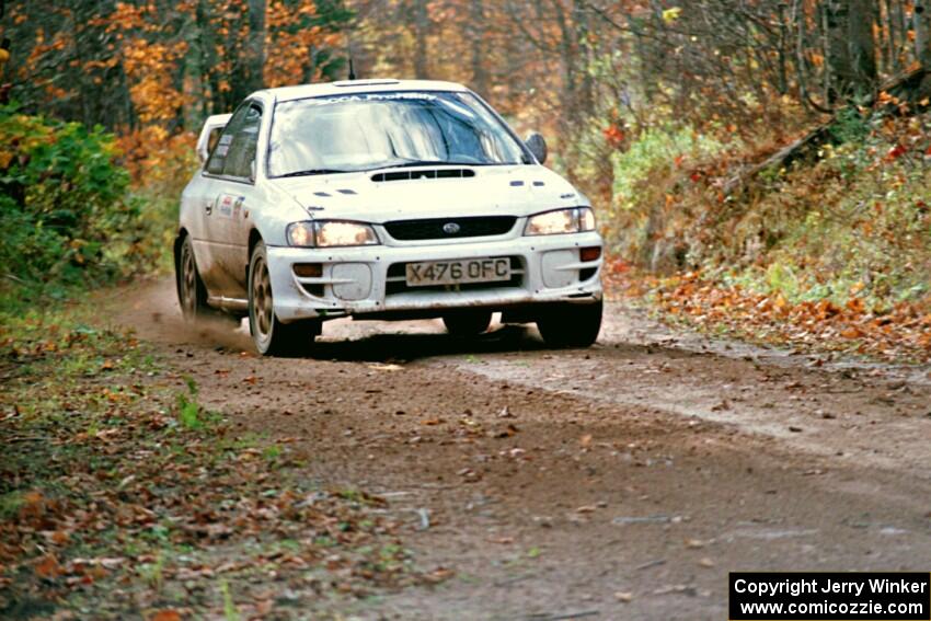 Pat Richard / Ben Bradley Subaru WRX STi near the finish of SS13, Gratiot Lake I.