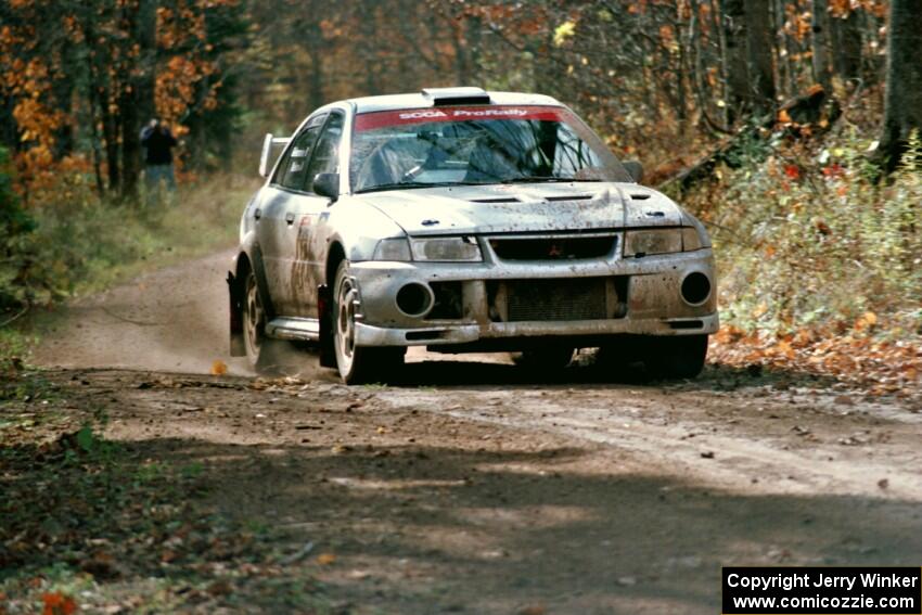 Mark Nelson / Alex Gelsomino Mitsubishi Lancer Evo VI near the finish of SS13, Gratiot Lake I.