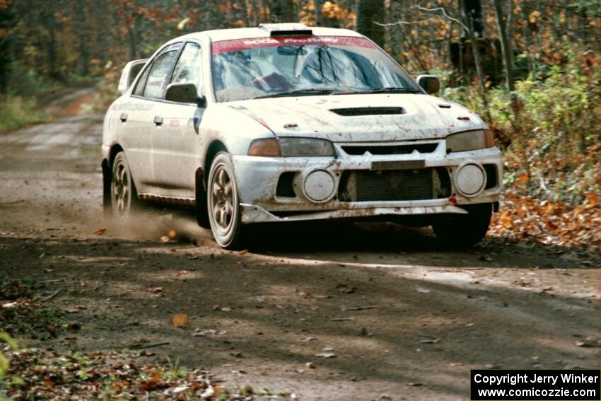 Tim Paterson / Scott Ferguson Mitsubishi Lancer Evo IV near the finish of SS13, Gratiot Lake I.