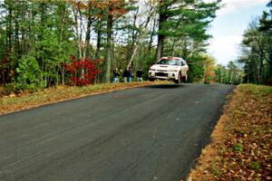 Tim Paterson / Scott Ferguson Mitsubishi Lancer Evo IV at the midpoint jump on SS16, Brockway Mt.