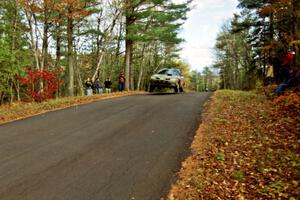 Tad Ohtake / Bob Martin Ford Escort ZX2 at the midpoint jump on SS16, Brockway Mt.