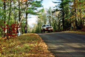 Bob Nielsen / Ed Wahl VW GTI at the midpoint jump on SS16, Brockway Mt.