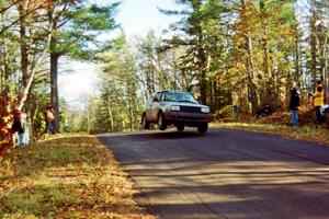 Chris Whiteman / Mike Paulin VW GTI at the midpoint jump on SS16, Brockway Mt.