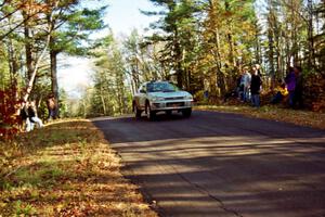 Russ Hodges / Jimmy Brandt Subaru WRX at the midpoint jump on SS16, Brockway Mt.