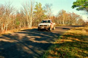 Jim Cox / Kaari Cox Chevy S-10 at speed on SS16, Brockway Mt.