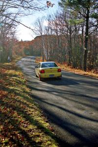 Dave Johnson / Shannon Johnson Dodge Neon ACR at speed on SS16, Brockway Mt.