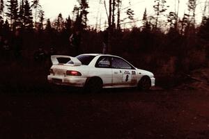 Pat Richard / Ben Bradley Subaru WRX STi comes through the spectator corner on SS19, Gratiot Lake II.