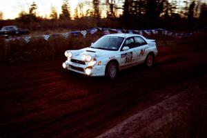 Jason Rivas / Ole Holter Subaru WRX comes through the spectator corner on SS19, Gratiot Lake II.