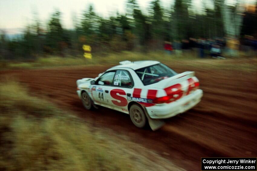 Henry Krolikowski / Cindy Krolikowski Subaru WRX STi comes through the spectator corner on SS19, Gratiot Lake II.