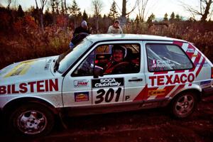 Tony Chavez / Doug Robinson VW GTI at the finish of SS19, Gratiot Lake II.