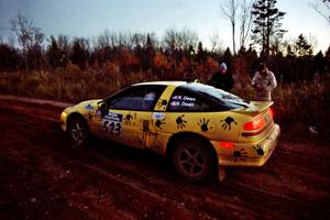 Rod Dean / Nichole Dean Plymouth Laser RS at the finish of SS19, Gratiot Lake II.