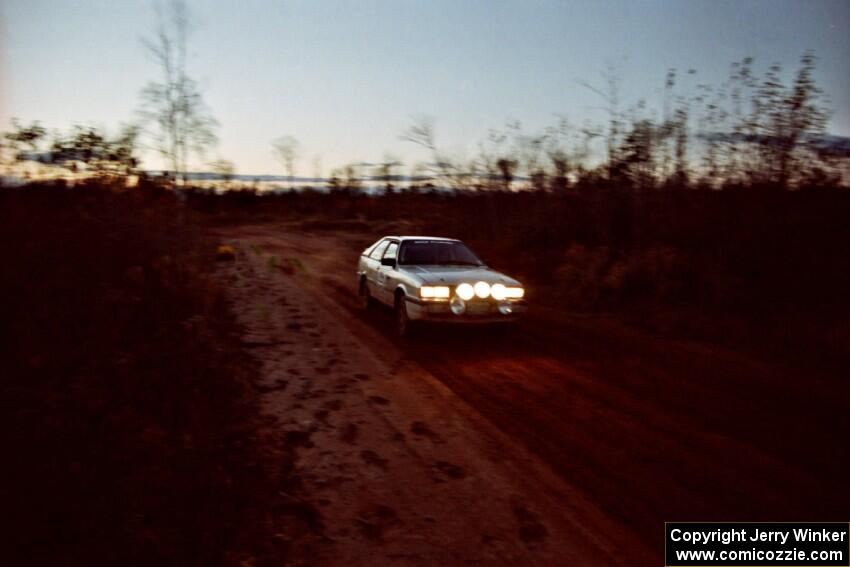 Bob Burtis / Rick Burtis Audi Quattro Coupe near the finish of SS19, Gratiot Lake II.