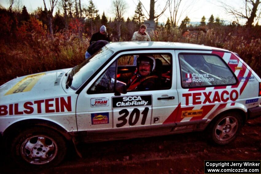 Tony Chavez / Doug Robinson VW GTI at the finish of SS19, Gratiot Lake II.