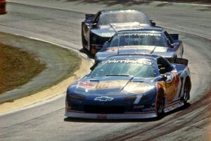 Jack Baldwin's Chevy Camaro, Greg Pickett's Chevy Camaro and Ron Fellows' Ford Mustang