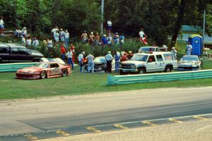 DNF'ed cars parked inside turn 12 at the end of th race.