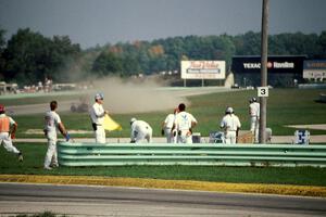 Several Mondiale Formula SAABs go off at the exit of corner three.