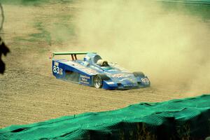 The Shelby Can-Am car of Mike Davies slides off at Canada Corner during qualifying.