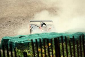 The Shelby Can-Am car of ??? slides off into the barrier at Canada Corner during qualifying.