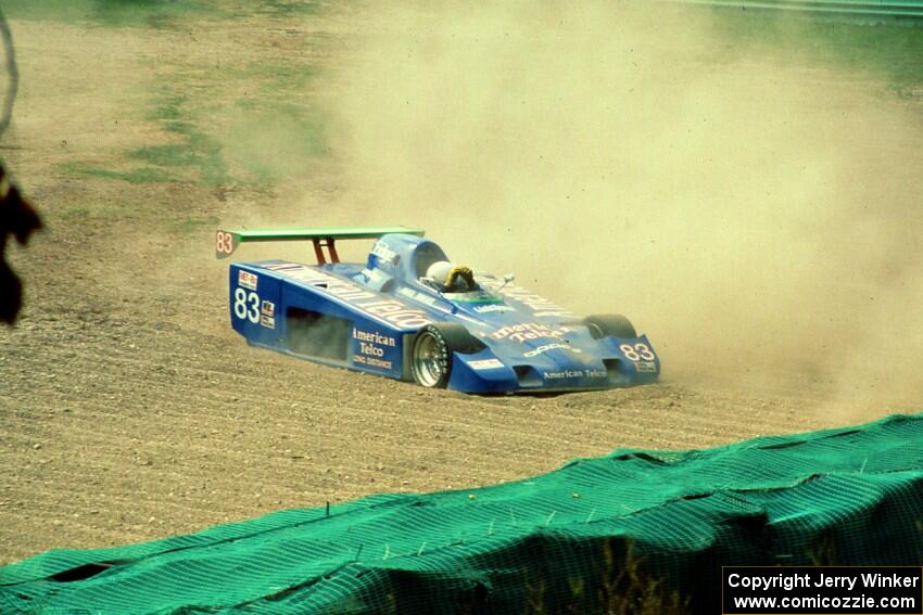 The Shelby Can-Am car of Mike Davies slides off at Canada Corner during qualifying.