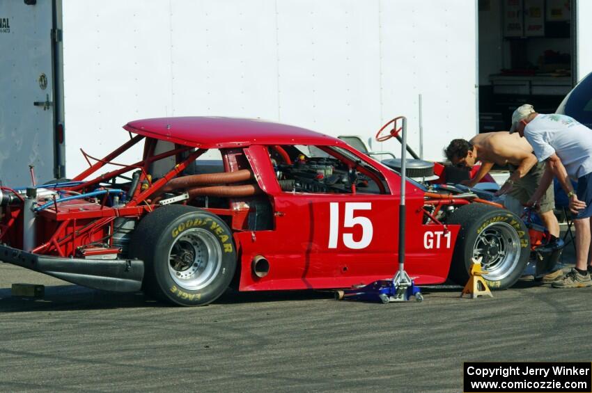 Ed Dulski's GT-1 Olds Cutlass Supreme in the paddock.