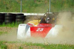 David Glodowski's Spec Racer Ford spins off course at turn 12.