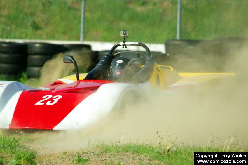 David Glodowski's Spec Racer Ford spins off course at turn 12.