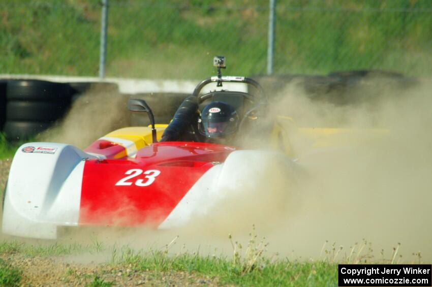 David Glodowski's Spec Racer Ford spins off course at turn 12.