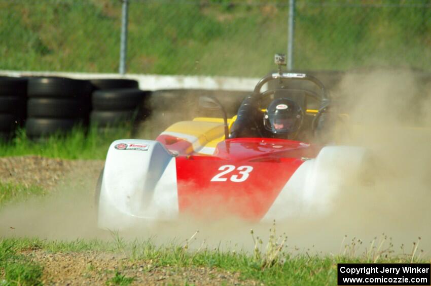 David Glodowski's Spec Racer Ford spins off course at turn 12.