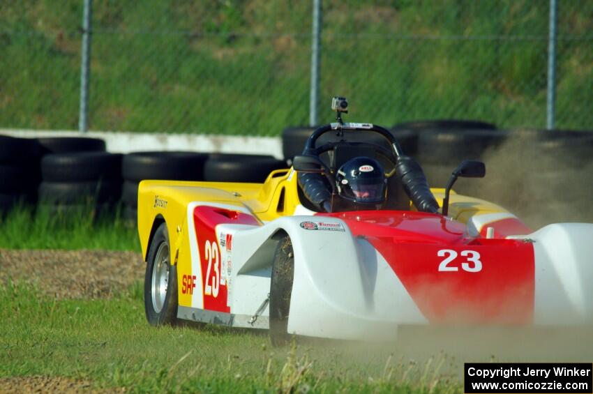 David Glodowski's Spec Racer Ford spins off course at turn 12.