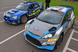 Barry McKenna / Andrew Hayes Ford Fiesta and Ramana Lagemann / Nathalie Richard Subaru WRX STi at Saturday morning's parc expose