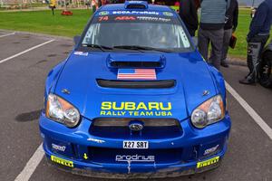 Ramana Lagemann / Nathalie Richard Subaru WRX STi at Saturday morning's parc expose in L'Anse.