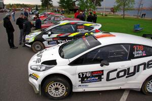 John Coyne / Doug Nagy Ford Fiesta RS and Ryan Booth / Rhianon Gelsomino Ford Fiesta R2T at Saturday morning's parc expose.