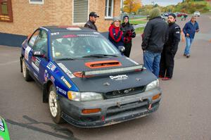 Dylan Helferich / Drake Dunigan Subaru Impreza at Saturday morning's parc expose in L'Anse.